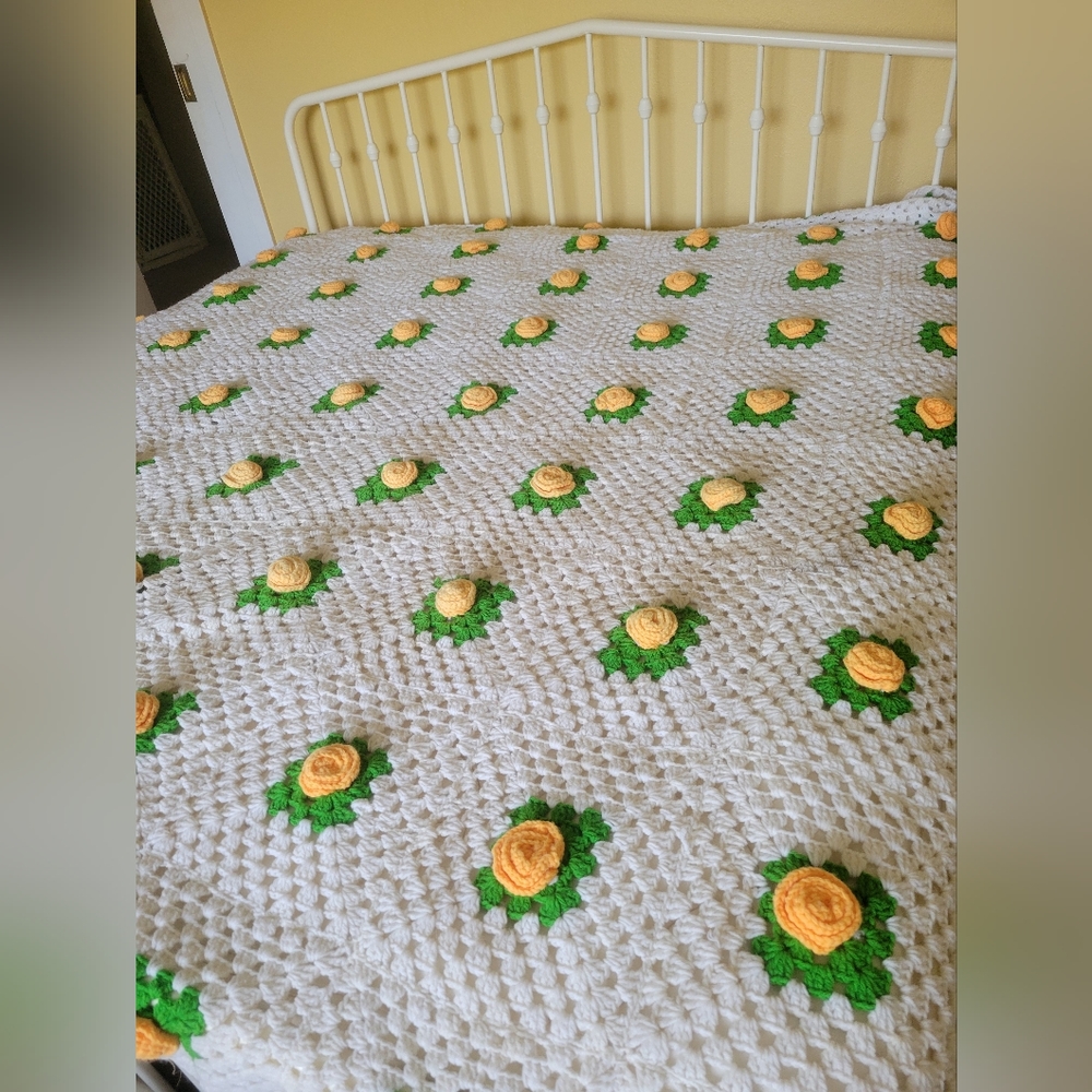 Vintage crocheted King sized bedspread
